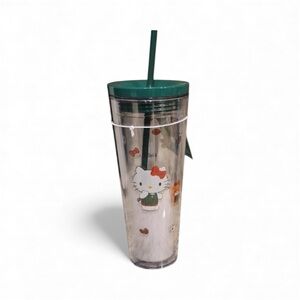 Starbucks Hello Kitty Clear Tumbler with Straw‎  collab nwt